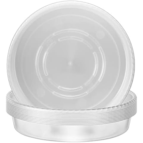 50 Pcs 10 Inch Clear Plastic Plant Saucer Round Drip Trays Large Plant Pot Saucers Bulk Plant Water Tray Thick Plant Plates to Catch Water Indoor Plants Outdoors Flower Pots Planters Garden Home Cover