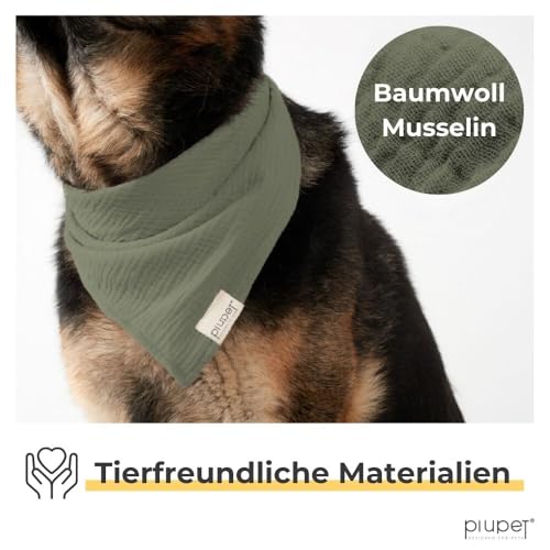 PiuPet® Hundehalstuch I 2er Set Hundehalstücher I Hundehalstuch große Hunde I Halstuch Hund I Stylisches Bandana große & kleine Hunde | Hundebekleidung & Zubehör I Schwarz/Grün | (S) 58x40x40cm