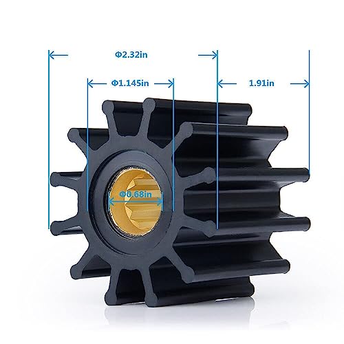 big-autoparts Water Pump Impeller Raw Sea Impeller Repair Kit Compatible With Johnson 09-812B-1 Yanmar 119773-42600 Sierra 18-3306 Indmar S685007 - Thumbnail 2