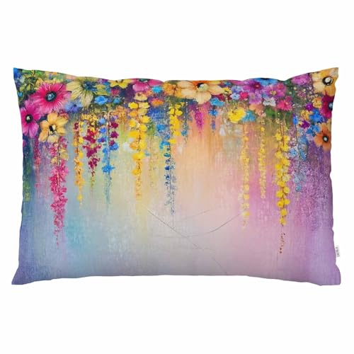 EKOBLA Throw Pillow Cover Abstract Floral Watercolor Herbs Weeds Alternative Blossoms Ivy Back Florets Shrub Decor Lumbar Pillow Case Cushion for Sofa Couch Bed Standard Queen Size 20x30 Inch
