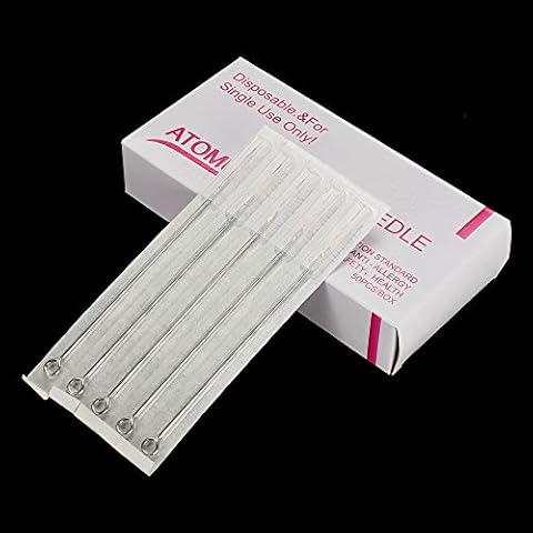 ATOMUS 50pcs Tattoo Needles Set Disposable Tattoo Needles in 5 Models 1RL 3RL 5RL 7RL 9RL Stainless Steel Tattoo Needles for Tattoo Pen Machine Cover