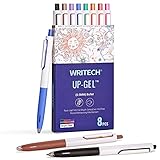 WRITECH Retractable Gel Ink Pens: Multicolor 0.5mm Fine Point Pen No Smear & Bleed for Journaling Sketching Drawing Notetaking Extra Smooth Writing Silent Click Pen Set Up-Gel 8ct