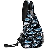 Yrebyou Shark Sling Bag for Women Men Crossbody Strap Backpack Lightweight Waterproof Travel Hiking Daypack Shoulder Bag