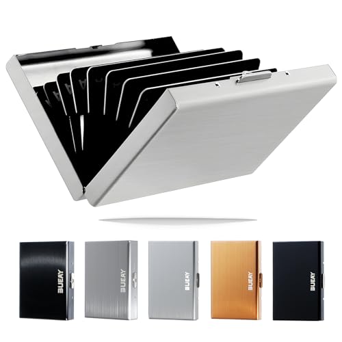 Metal RFID Credit Card Holder Wallet Business Card Case Stainless Steel Slim Credit Card for Men or Women, Minimalist ID Card Case Silver Compact Card Holder for Cards