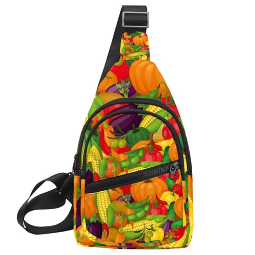 Bolsa de viaje para senderismo tipo bandolera estampada de verduras para hombre y mujer