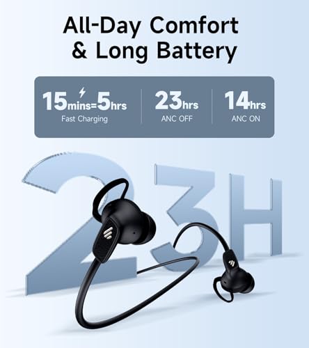 Image of Edifier W280NB Pro Neckband Wireless Headphones - Active Noise Cancellation,IP55 Waterproof, 23H Playtime,Hi-Res Audio with LDAC, Bluetooth 5.4 Wireless Earbuds - Black | -45dB Hybrid Active Noise Cancellation, Hi-Res Audio with LDAC, Bluetooth 5.4 Multipoint, 23H Playtime, Low Latency Game Mode