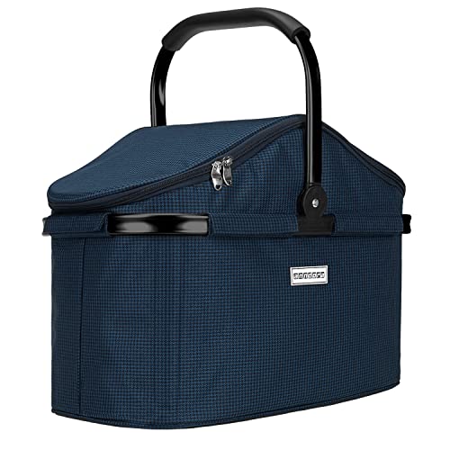 anndora Einkaufskorb 25 Liter Isolierkorb - Blau Hahnentritt Cover