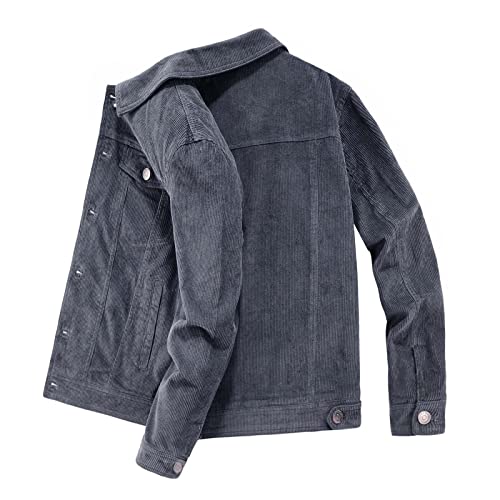 tuduoms Men's Casual Corduroy Trucker Jacket Vintage Long Sleeve Button Down Cotton Corduroy Shirt Shackets Big Tall Jacket2