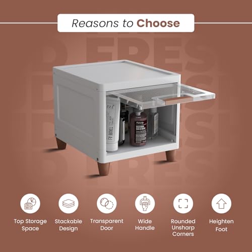 Image of JD FRESH 1 Tier Foldable Plastic Rack for Storage /Kitchen Cupboard /Versatile and Sturdy Wardrobe for Clothes /Multipurpose Storage Organizer /Closet for Bedroom /Living Room /Laundry Room (Transparent)
