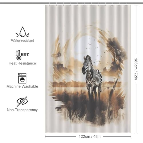 Rideau de douche zèbre 122x183 cm en polyester imperméable - 4