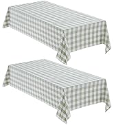 Maymiss Checkered Tablecloth Rectangle, 2 Pack Gingham Table Cloths Waterproof Wrinkle Free Buffa...