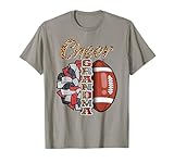 Football Cheer Grandma Grandma Red Black Pom Pom Leopard T-Shirt