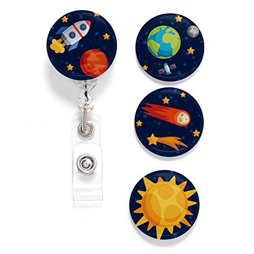 Buttonsmith Space Cadet Tinker Reel Retractable Badge Reel - With Alligator Clip And Extra-Long 36 Inch Standard Duty Cord - Made In The Usa #TOP9