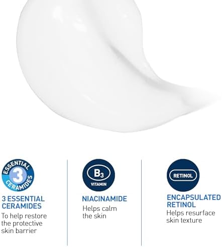 CeraVe Resurfacing Retinol Serum For Face with Niacinamide. Helps even Skin Tone & Smoothness, Post-Acne Marks & Pore Minimizer. Gentle, Fragrance-free, Non-Comedogenic, Safe for Sensitive Skin, 30ML