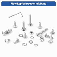 FandWay 320 Stk Linsenkopfschraube mit Flansch,M5 Torx Schrauben ISO 7380-2 Flanschschraube Gewindeschrauben Edelstahl A2 V2A Maschinenschrauben Muttern Unterlegscheiben Kit mit T10 Schlüssel. – Ansicht 5