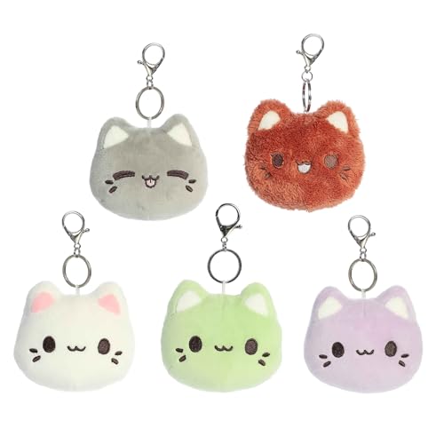 Aurora® Enchanting Tasty Peach® Meowchi Face Blind Bag Clip-On Stuffed Animal - Bright & Colorful Design for Room Decor - Perfect for Adults, Kids, and Birthdays - Multicolor 4 Inches