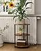 XBurmo Small Round End Table - 3 Tier Design Accent Table, Narrow Side or Bedside Stand, Industrial Vintage Nightstand for Bedroom, Living Room, or Small Spaces, Rustic Brown
