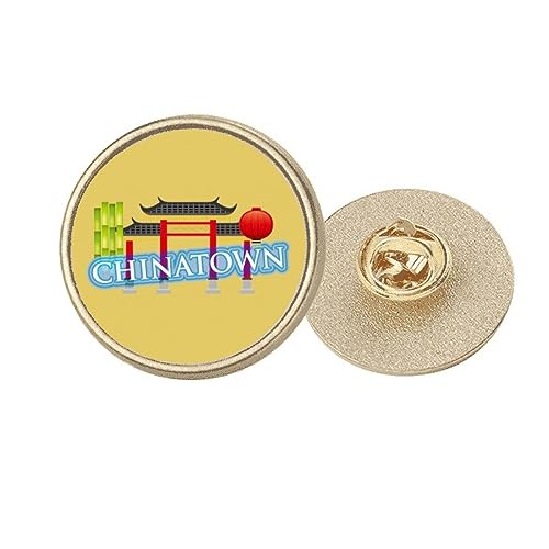 Broche ronde en métal doré gravure ciselée Memorial Gateway M