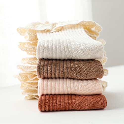 Infant Frilly Baby Girls Knee High Socks Newborn Thigh Lace Ruffle Long Socks Toddler Tights Stockings 6-12 Months3