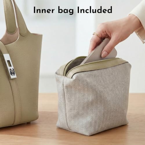 Image of Tote Bag for Women Vegan Leather Bucket Purse for Women Top Handle Handbag Shoulder Bag with Detachable Small Purse