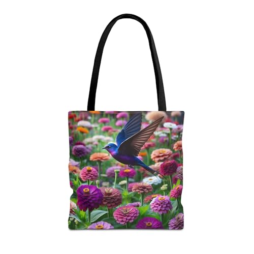 Premium Purple Martin Tote Bag with Reinforced Stitching - Zinnias Garden Design for Adults