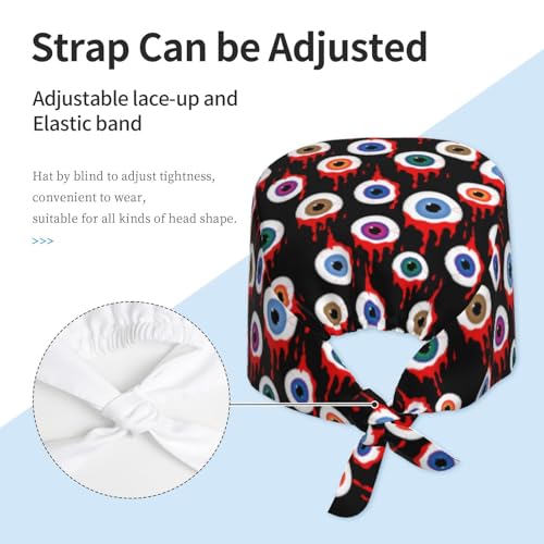 Image of Surgical Caps Men Women, Scrub Cap with Sweatband Adjustable | Tie Back Nurse Cap, Nursing Breathable Working Hat, Scrub Cap, Medical Hats