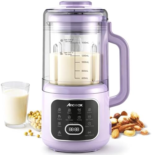 Ariceck N4 Nut Milk Maker, 50OZ Automatic Plant-Based Milk Machine for Homemade Almond, Oat, Soy Yogurt & Dairy-Free Beverages, Smart Preset Modes, Quick Self Clean & Multifunctional Design
