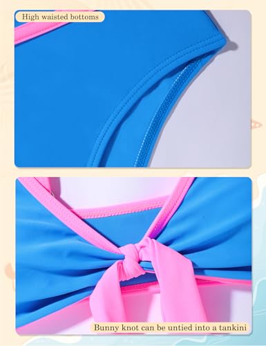 Image of Girls Swimsuit Bikini Set and Cover Up Skirt 3PCS Bathing Suit Removable Knot Dual-Use Girls Swimsuits Size 7-16
