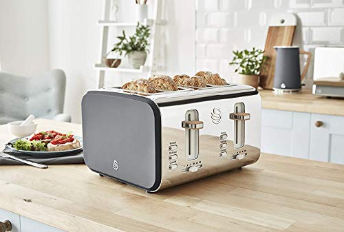 Swan Nordic Frühstücks-Set, kabellos, 1,7 l, 2200 W, Toaster mit breitem Schlitz, 4 Scheiben, 3 Funktionen, modernes… – Bild 7