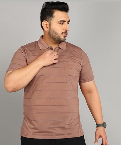 Image of INKKR Plus Size Men's Regular Fit Striped Polo Tshirt Combo