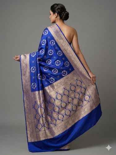 REVIVE ME blue banarasi silk saree in katan silk – image 5