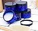 4 oz Cobalt Blue PET Plastic Low Profile Jar with Black Lids (12 pack) Refillable Empty Containers