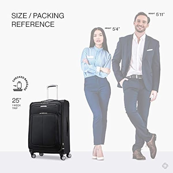 Samsonite Solyte DLX Softside rozkładany bagaż z kołami obrotowymi Północny Czarny Checked-Medium 25-Inch Solyte Dlx Softside Rozszerzalny bagaż z kołami obrotowymi