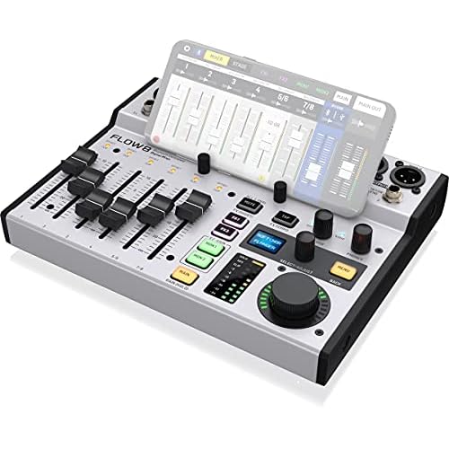 Behringer FLOW 8 Mezclador Digital De 8 Entradas Con Control De Audio Y De Aplicaciones Por Bluetooth, Faders De Canal De 60 Mm, 2 Procesadores De Efectos Y Una Interfaz USB/De Audio