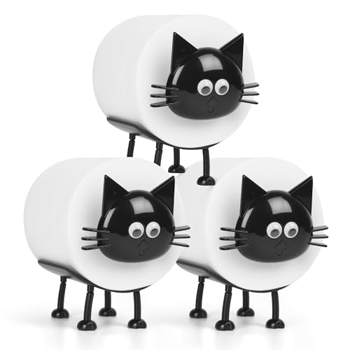 3 Pack Cat Paper Towel Holder Decorative Bathroom Decor Wall Art and Accessories Sets for Farmhouse Modern Restroom Unique Home Decorations Cute Funny Toilet Roll Tissue Storage Free Standing