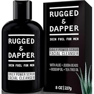 RUGGED & DAPPER Daily Power Scrub | 8 oz | Premium Exfoliating Mens Face Wash | Deep Cleans + Prevents Breakouts | Face Wash Men’s | Natural Ingredients | Made in USA
