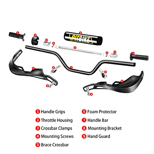 Rutu Universal 7/8" Cnc Motrocycle Handlebar & Handguards Kit With Grips-Chest Pad-Throttle Housing Clamp,All-Round Protection Of Riding Safety,Fit Crf Yzf Kxf Klx Rmz Drz Dirt Pit Bike Atv-Black #TOP2