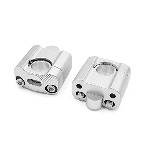 Ruilogod 2Pcs Silver Tone Handlebar Bar Riser Mount Clamp Adaptor for Motorcycle (id: c79 b0d ce4 cdb 512