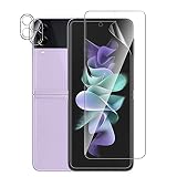 QULLOO [2 Stück Schutzfolie Kompatibel mit Samsung Galaxy Z Flip 3 5G + Kamera Schutzfolie [2 Stück], Weich TPU Bildschirmschutzfolie Anti-Fingerabdruck Folie - Transparent