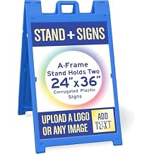 One Blue Signicade Deluxe A-Frame with 2 custom printed signs