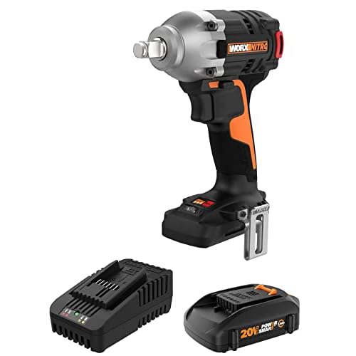 WORX Nitro WX272L 20V Power Share 1/2" Cordless Impact Wrench with Brushless Motor 20V Cordless Brushless Impact Wrench(Battery Pack & Charger)