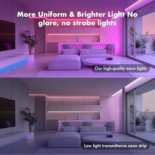 Image of Keepsmile 5 Meter Neon Light Strip - RGB Smart LED Rope Light with App & Remote, Waterproof Neon LED Strip Light for Room Decor, Gaming, Music Sync DIY Neon Sign Board (Rope)