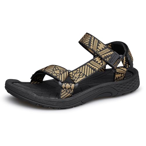 Image of vibdiv Mens Hiking Sandals Sport Non Slip Athletic Walking Sandals For Man Outdoor Summer Casual Beach Water Fishing Shoes Sandalias de hombre Black Brown Size 15