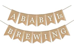 Hessian Burlap "A Baby is Brewing" Banner | Neutral Baby Shower Party...