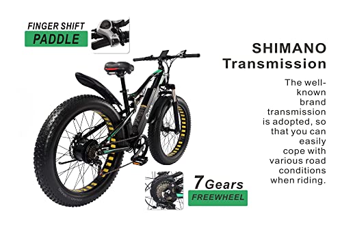 CEAYA E-Bike für Herren und Damen mit 17Ah Batterie und Shimano 7-Gang-Schaltung
