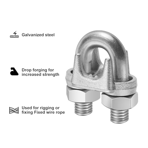Jtgpzfw JT00001 20Pcs 3/8 Inch M10 Wire Rope Clip Cable Clamps Galvanized High Quality Steel Material thumb #2