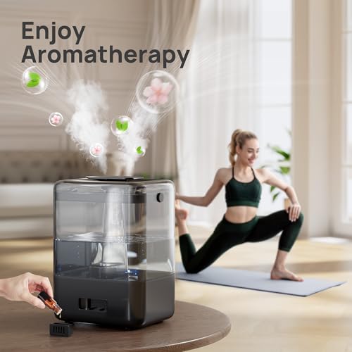 CHIVALZ Humidifiers for Bedroom Large Room, 6L Cool Mist Top Fill Humidifier with Essential Oil Diffuser, 26dB Quiet Ultrasonic Humidifier for Baby Nursery Plants, 50H Runtime Night Light Black by CHIVALZ - Used condition - Image 6