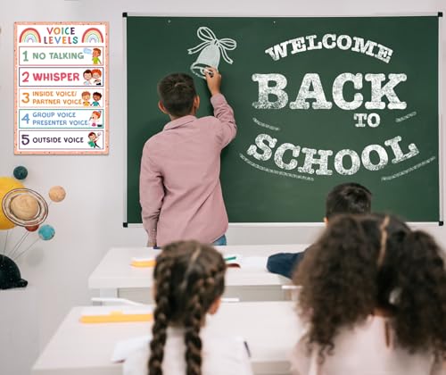 Image of GMEMNOV Voice Level Chart for Classroom - Boho Classroom Rules Poster Laminated Noise Levels Educational Sign for Classrooms Decorations Elementary Back to School Teachers Supplies