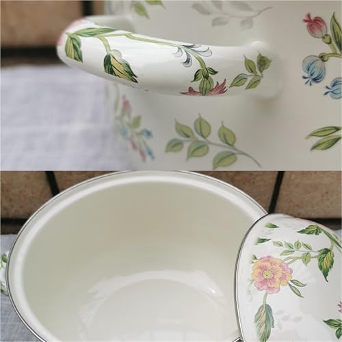 Marmite à double poignée à motif floral pour table rétro - 5