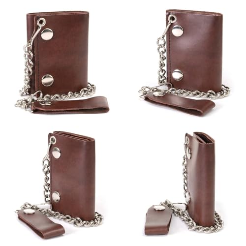 Image of Milwaukee Leather MLW7889 Men's 7.5 inch Black Premium Leather Soft Biker Wallet - Bi-Fold Anti-Theft Stainless Steel Chain